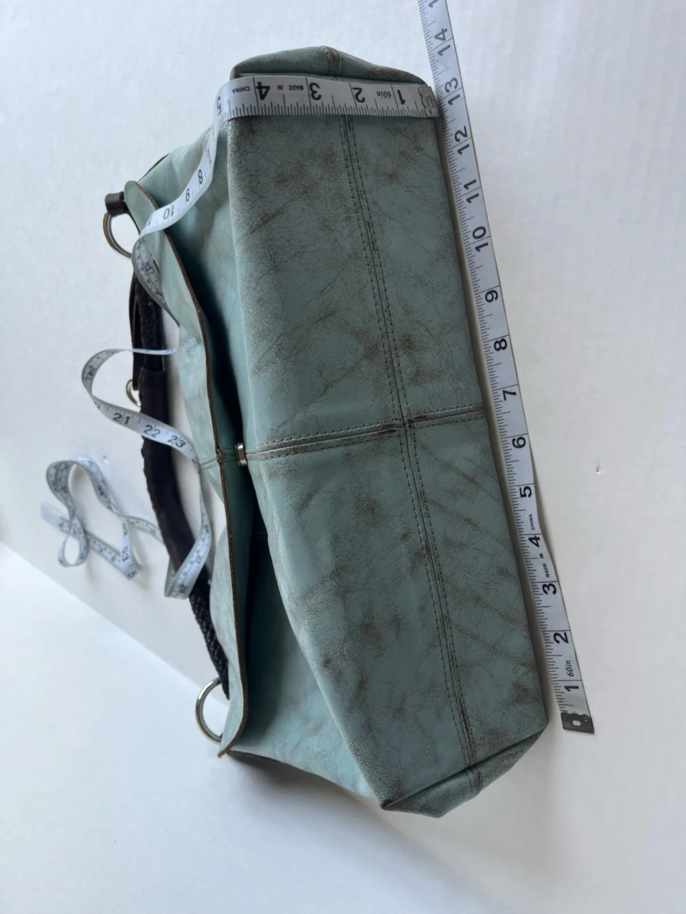 Henri Lou Turquoise Distressed Leather Boho Western Hobo Shoulder Bag